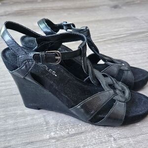 Aerosoles Wedge Braided Heels, Size 6.5, Black
